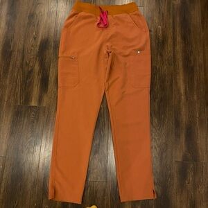 FIGS scrub pants women’s size medium tall burnt orange skinny high waist trouser